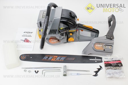 Бензопила REZER 58cc (3,8кВт, шина 18"), с подкачкой, плавный пуск