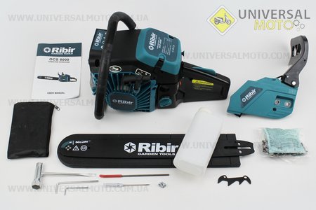 Бензопила RIBIR GC8000 52см3 (2,9кВт. шина 18"), с подкачкой, плавный пуск. Крышка стартера - метал.. Китай (Бензопила / UM2016-V13)