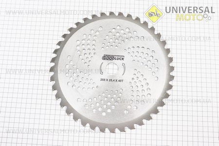 Ніж ріжучий 40Тх255мм побідитові зуби. Китай (Запчастини для триммера / UM2021-V20)