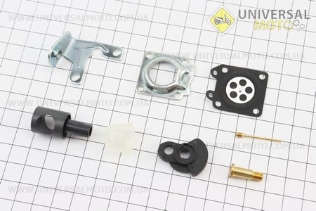 Ремонтний комплект карбюратора 1E36F, (без прокладок), 8 деталей. Китай (Запчастини для триммера / UM2021-V68)
