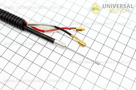 Ручка газа + трос Тип №3, (курок "широкий", без трубы). Китай (Триммер / UM2022-V76)