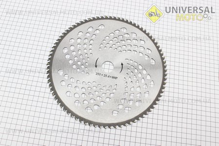 Ніж ріжучий 80Тх255мм побідитові зуби. Китай (Запчастини для триммера / UM2023-V14)