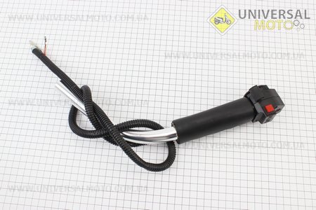 Ручка газа + трос Тип №4, (курок "важель", с трубой). Китай (Триммер / UM2023-V77)