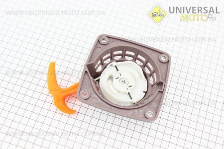 Стартер в зборі 4 отвори 84,5х84,5мм "Дріт - 2 зацепи" 139F - 4T Тип №1. Китай (Запчастини для триммера / UM2026-V37)