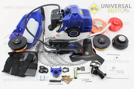 Триммер (мотокоса) БЕЛАРУСМАШ ББТ-6300 - 6,3кВт (шпуля 5 штук + нож 3Т-1шт + 40Тпобедит-4 штуки, труба диаметром 26мм). Китай (Триммер / UM2027-V74)