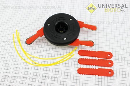 Волосінь косильна в зборі на пластмасовій пластині (Волосінь косильна вставляється в три зацепа) + ніж 6шт. Китай (Запчастини для триммера / UM2029-V85)