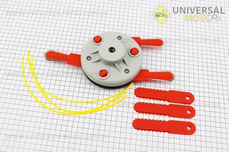 Волосінь косильна в зборі на пластмасовій пластині (Волосінь косильна вставляється в три зацепа) + ніж 6шт. Китай (Запчастини для триммера / UM2029-V85)