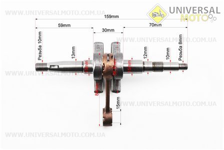 Колінвал 6200, шатун - жовтий. Китай (Запчастини до бензопили GoodLuck / UM2054-V61)