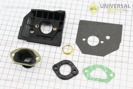 Патрубок карбюратора + перехідник + пластина + кільце 4500/5200. Китай (Запчастини до бензопили GoodLuck / UM2055-V43)