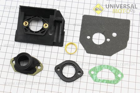 Патрубок карбюратора + перехідник + пластина + кільце 4500/5200. Китай (Запчастини до бензопили GoodLuck / UM2055-V43)