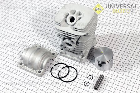 Циліндро поршневий комплект (ЦПГ) 41мм (палець 10мм) + піддон Partner-350/351/352/371/390/391/420/2035, JONSERED-CS2137 / CS2138, Mсм.куб.ULLOCH. WOODMAN (Запчастини до бензопили PARTNER / UM2060-V37)