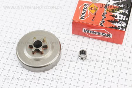 Тарілка зчеплення "зірка" 3/8-6 MCCULLOCH + підшипник, "PRO SERIA". WINZOR (Запчастини для бензопили STIHL / UM2110-V11)