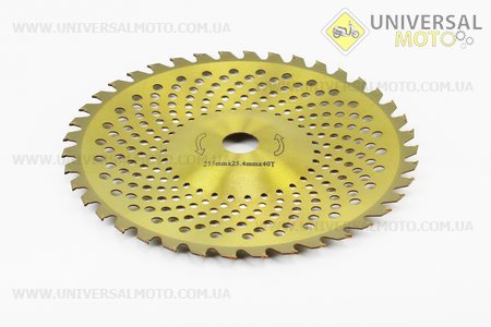 Ніж 40Тх255мм побідитові зуби, тарілка GOLD. Китай (Запчастини для триммера / UM2131-V75)