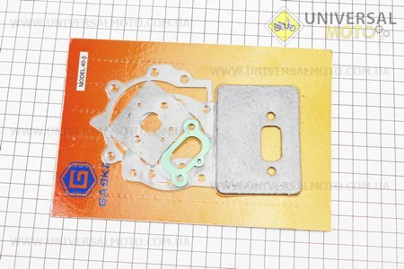 Прокладки двигуна 1E40F-1E44F, комплект 5 деталей, (на блістері). Китай (Запчастини для триммера / UM2132-V07)