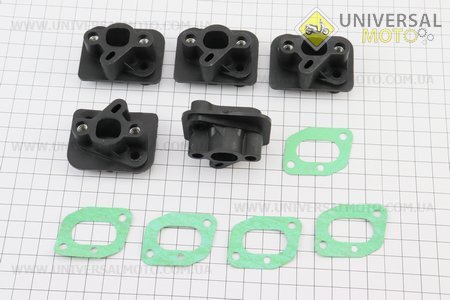 Патрубок карбюратору (великий отвір) 1E40F-1E44F комплект 5шт + прокладки. Viper (Запчастини для триммера / UM2132-V43)