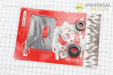 Прокладки двигуна 1E40F-1E44F, комплект 5 деталей, + сальники (15x30x7+12x22x7), (на блістері). WINZOR (Запчастини для триммера / UM2133-V67)