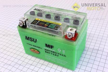 Аккумулятор 4Аh (гелевый, зеленый) 113/70/85мм с ИНДИКАТОРОМ, 07.2015, от 12шт -3%