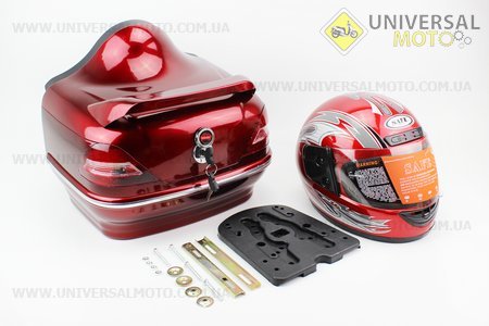 Кофр "мерседес" с стоп-сигналом Красный + ШЛЕМ 360*400*300мм