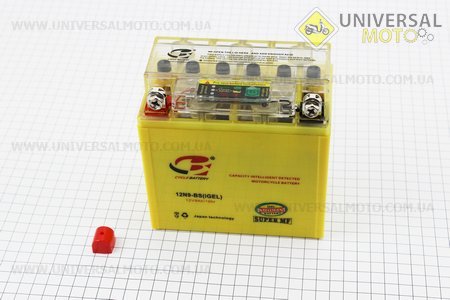Аккумулятор 9Аh МОТО 12N9-BS (гелевый, желтый) 138/78/133мм с ИНДИКАТОРОМ, 2018 (завод OUTDO). B-cycle (Аксессуары / UM3010-V96)