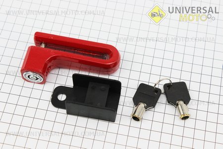 Замок протиугінний на диск гальмівний, червоний. Китай (Протиугонки / UM3011-V07)