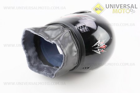 Шлем закрытый с воротом - ЧЕРНЫЙ с красным рисунком