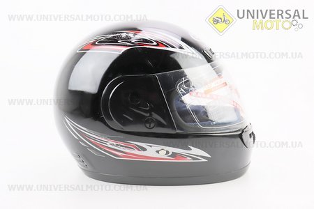 Шлем закрытый с воротом - ЧЕРНЫЙ с красным рисунком