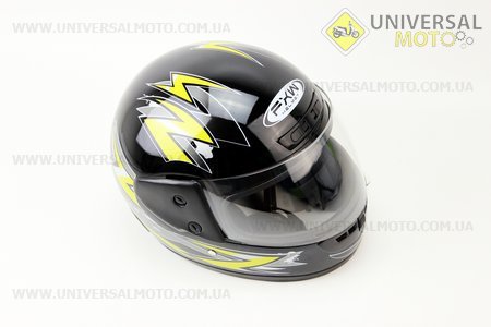 Шлем закрытый HF-101 M- ЧЕРНЫЙ глянец с желтым рисунком