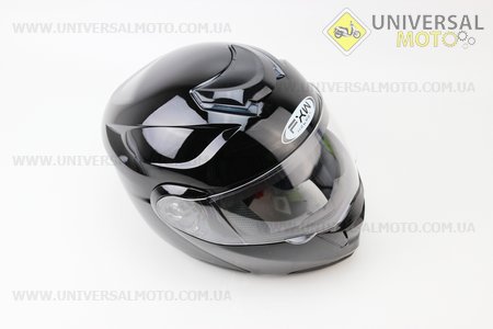 Шлем закрытый с откидным подбородком+очки HF-119 S- ЧЕРНЫЙ глянец