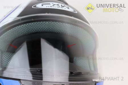 УЦІНКА Шолом інтеграл, закритий HF-122 М, ЧОРНИЙ глянець з синьо-білим малюнком Q100B (незначний дефект на склі). FXW (Шоломи / UM3012-V22)