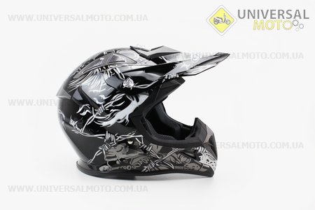 Шлем кроссовый HF-116 XL- ЧЕРНЫЙ с бело-серым рисунком