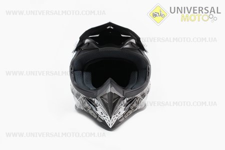 Шлем кроссовый HF-116 XL- ЧЕРНЫЙ с бело-серым рисунком