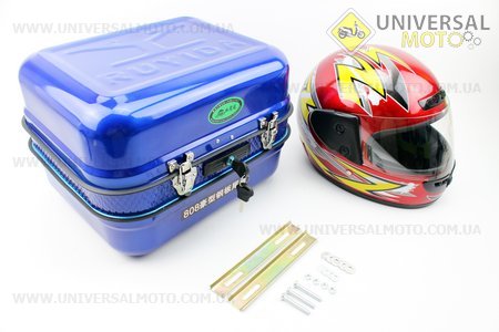 Кофр "Квадрат" (метал) Синий + ШЛЕМ 270*370*270мм