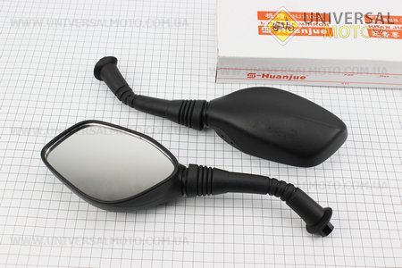 Дзеркала комплект DIO- чорні "Lux краплі", м10 "довга ніжка в чохлі гумовому" (ССС - знак якості). Huanjue (Мотодзеркала / UM3013-V02)