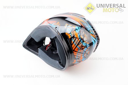 Шлем кроссовый HF-116 M- ЧЕРНЫЙ глянец с оранжевым рисунком