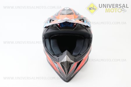Шлем кроссовый HF-116 M- ЧЕРНЫЙ глянец с оранжевым рисунком