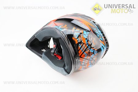 Шлем кроссовый HF-116 L- ЧЕРНЫЙ глянец с оранжевым рисунком