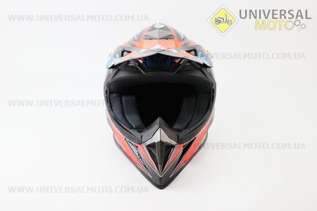 Шлем кроссовый HF-116 L- ЧЕРНЫЙ глянец с оранжевым рисунком