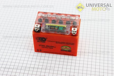 Аккумулятор 4Аh YTX4L-BS (гелевый, оранж) 113/70/85мм с ИНДИКАТОРОМ 2018. OUTDO (Аксессуары / UM3013-V33)