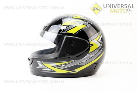 Шлем закрытый HF-101 S- ЧЕРНЫЙ глянец с желтым рисунком