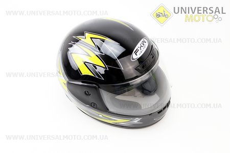Шлем закрытый HF-101 S- ЧЕРНЫЙ глянец с желтым рисунком