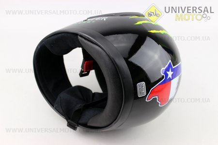 Шлем закрытый 825-3 MONSTER - XS-ЧЕРНЫЙ с рисунком белой звезды