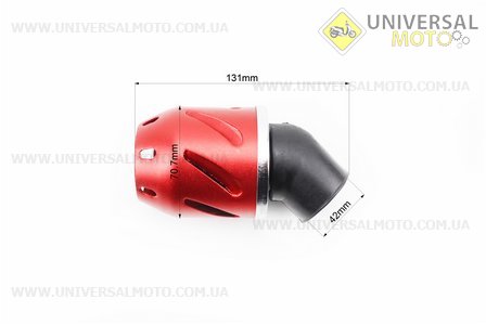 Фільтр повітряний нульовий 42мм 45град. з ковпачком прямим "ПУЛЯ", червоний. Китай (Різне / UM3013-V77)
