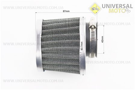 Фільтр повітряний нульовий 42мм прямий "овал" сталевий. Китай (Різне / UM3013-V89)