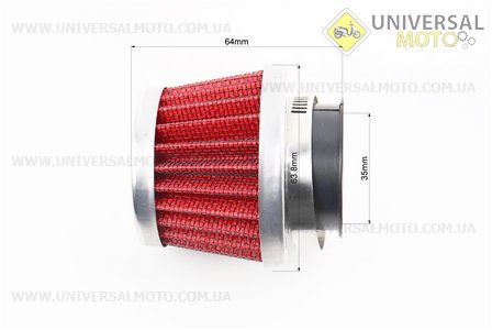 Фільтр повітряний нульовий 35мм прямий "конус" червоний (малий). Китай (Різне / UM3014-V32)