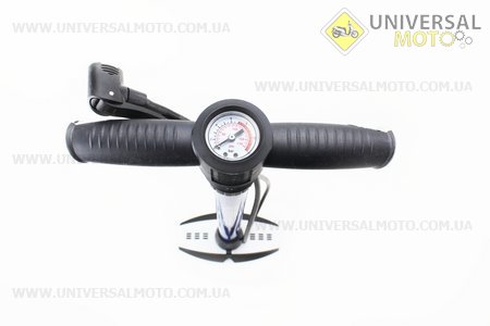 Насос ручной на пластик. ножке "синий"  + манометр на ручке