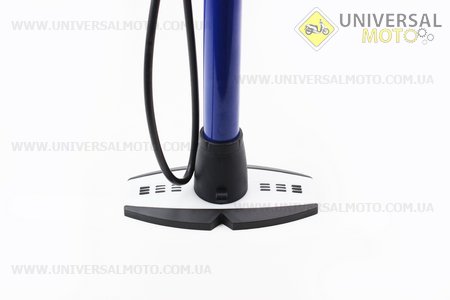 Насос ручной на пластик. ножке "синий"  + манометр на ручке