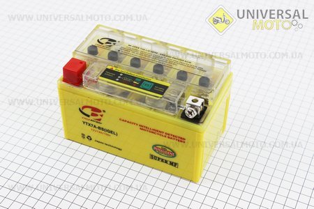 Аккумулятор 7Аh YTX7A-BS (гелевый, желтый) 150/85/95мм с ИНДИКАТОРОМ, 2018, от 8 штук -3% (завод OUTDO). B-cycle (Аксессуары / UM3014-V81)