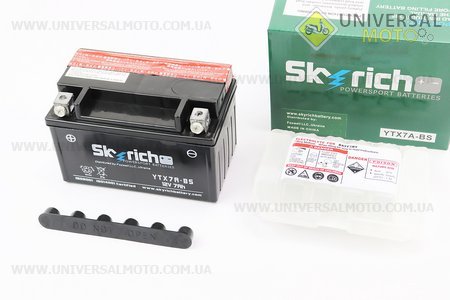 Аккумулятор 7Аh YTX7A-BS (кислотный сухой) 150/85/95мм, 2018, от 6 штук -3%. Skyrich (Аксессуары / UM3014-V86)