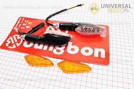 Поворот диодный RACING КАРБОН малый +сменные стекла, 2шт