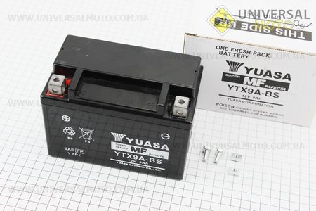 Аккумулятор 9Аh (гелевый) YTX9A-BS 150/85/105мм 2015г, от 10шт -3%